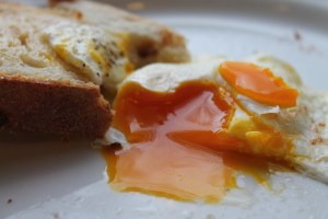 Eating egg and toast