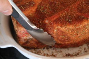 Pork prepped for the slow cooker
