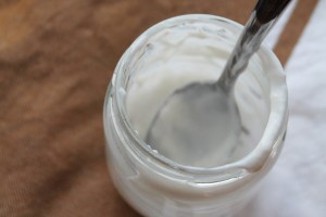 Empty yogurt container