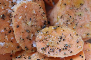 Seasoned sweet potato slices