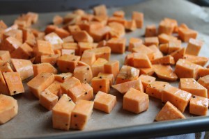 Roasting sweet potatoes
