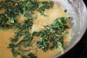 Kale, curry and coconut milk