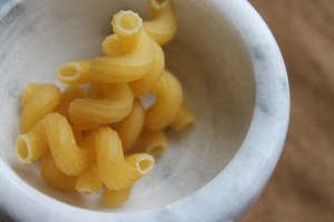 Dried Cavatappi noodles