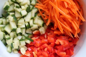 Cucumber, red pepper and cucumber