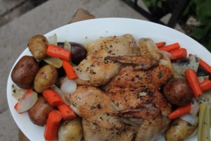 Roast chicken and vegetables
