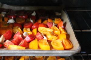 Oven roasting tomatoes